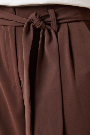 Petite Paperbag Belted Wide Leg Trouser