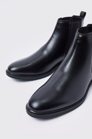 Classic Faux Leather Chelsea Boots