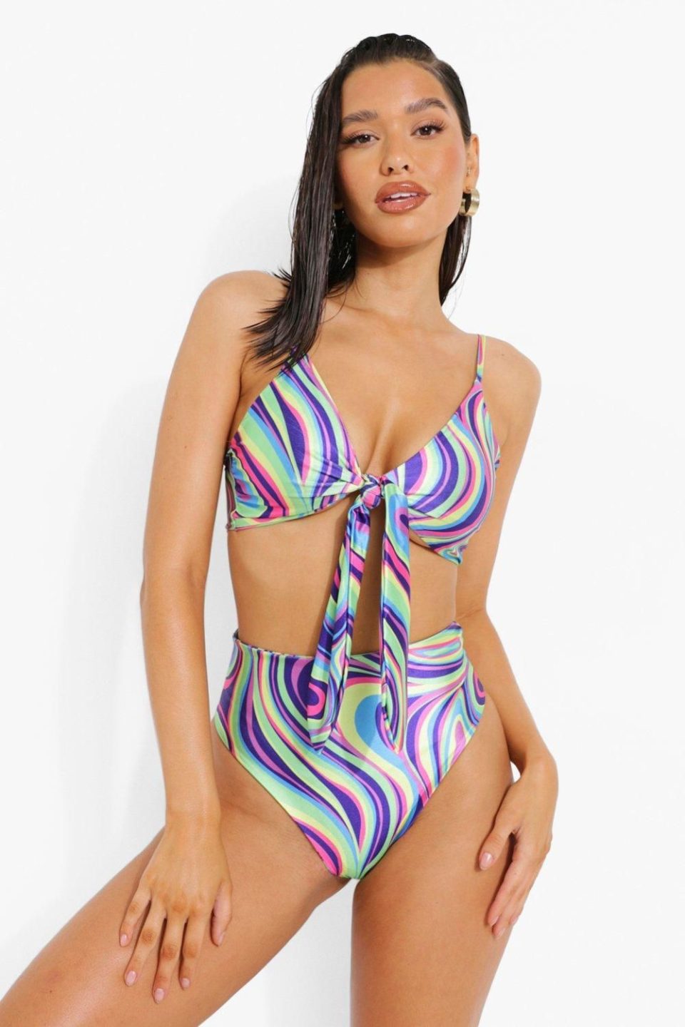 Neon Marble High Waist Bikini Brief