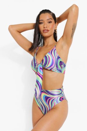 Neon Marble High Waist Bikini Brief