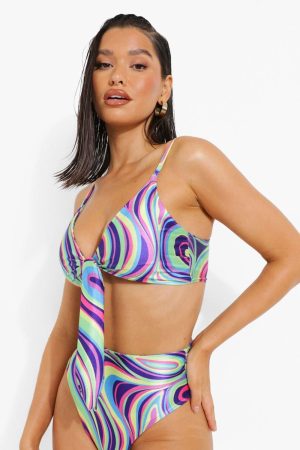 Neon Marble High Waist Bikini Brief
