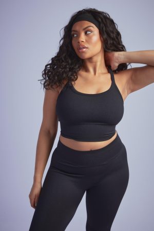 Boohoo Basics Plus Seamless Rib Longline Sports Bra