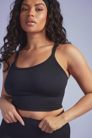 Boohoo Basics Plus Seamless Rib Longline Sports Bra