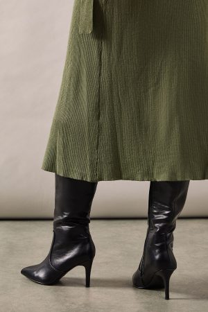 Wide Fit Holland Pointed High Stiletto Heel Knee Boots