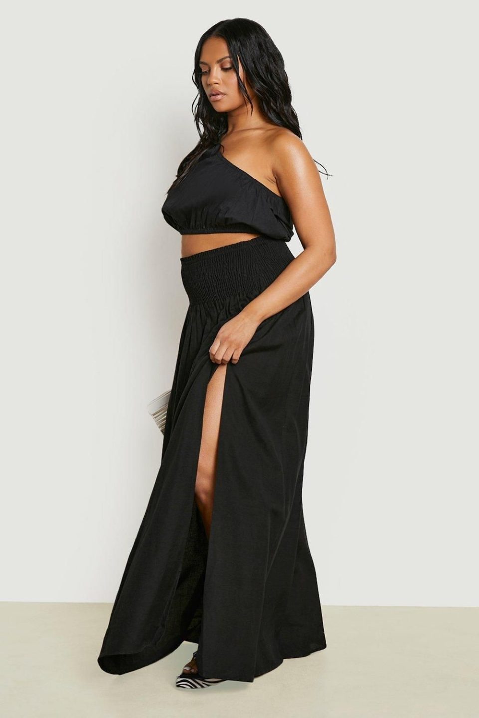 Plus One Shoulder Poplin Maxi Co-ord