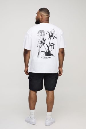Plus Slim Rigid Cargo Denim Shorts