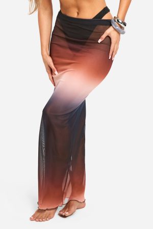 Ombre Mesh Maxi Beach Skirt