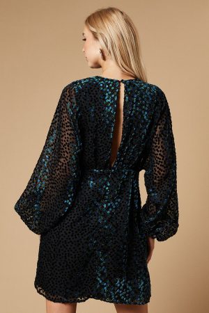 Velvet Long Sleeve Mini Dress