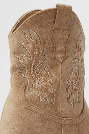 June Embroidered Western Cowboy Ankle Boots