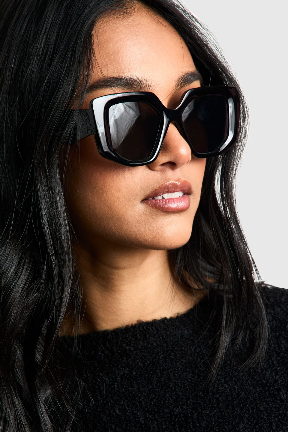 Black Frame Oversized Sunglasses