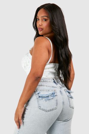 Plus Tie Front Ditsy Corset Top