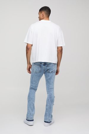 Skinny Flared All Over Ripped Distressed Jeans