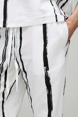 Relaxed Linen Blend Stripe Trousers
