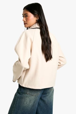Blanket Stitch Wool Look Jacket
