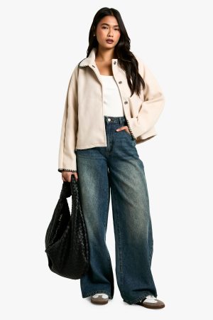 Blanket Stitch Wool Look Jacket