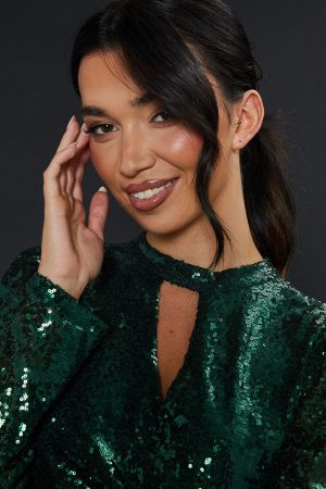 Sequin Keyhole Midi Dress