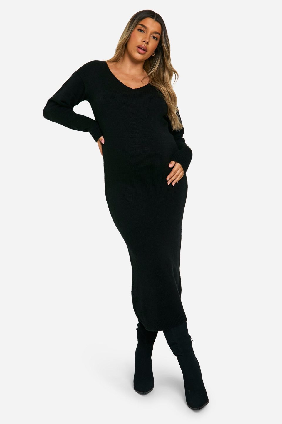 Maternity Slouchy Soft Knit Maxi Knitted Dress