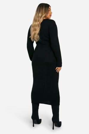 Maternity Slouchy Soft Knit Maxi Knitted Dress