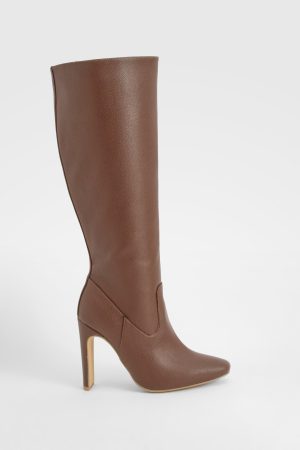 Wide Fit Textured Knee High Boots