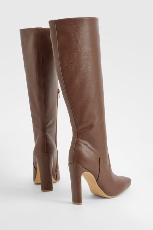 Wide Fit Textured Knee High Boots