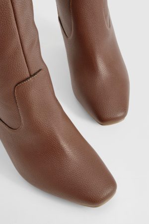 Wide Fit Textured Knee High Boots