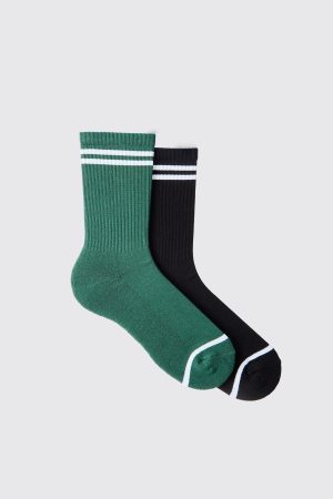 2 Pack Official MAN Highbuild Print Stripe Sport Sock