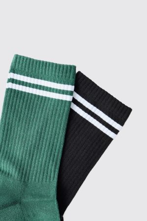 2 Pack Official MAN Highbuild Print Stripe Sport Sock