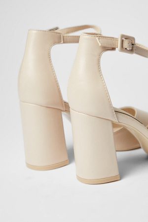 Saoirse Covered Buckle Open High Block Heel Court Shoes
