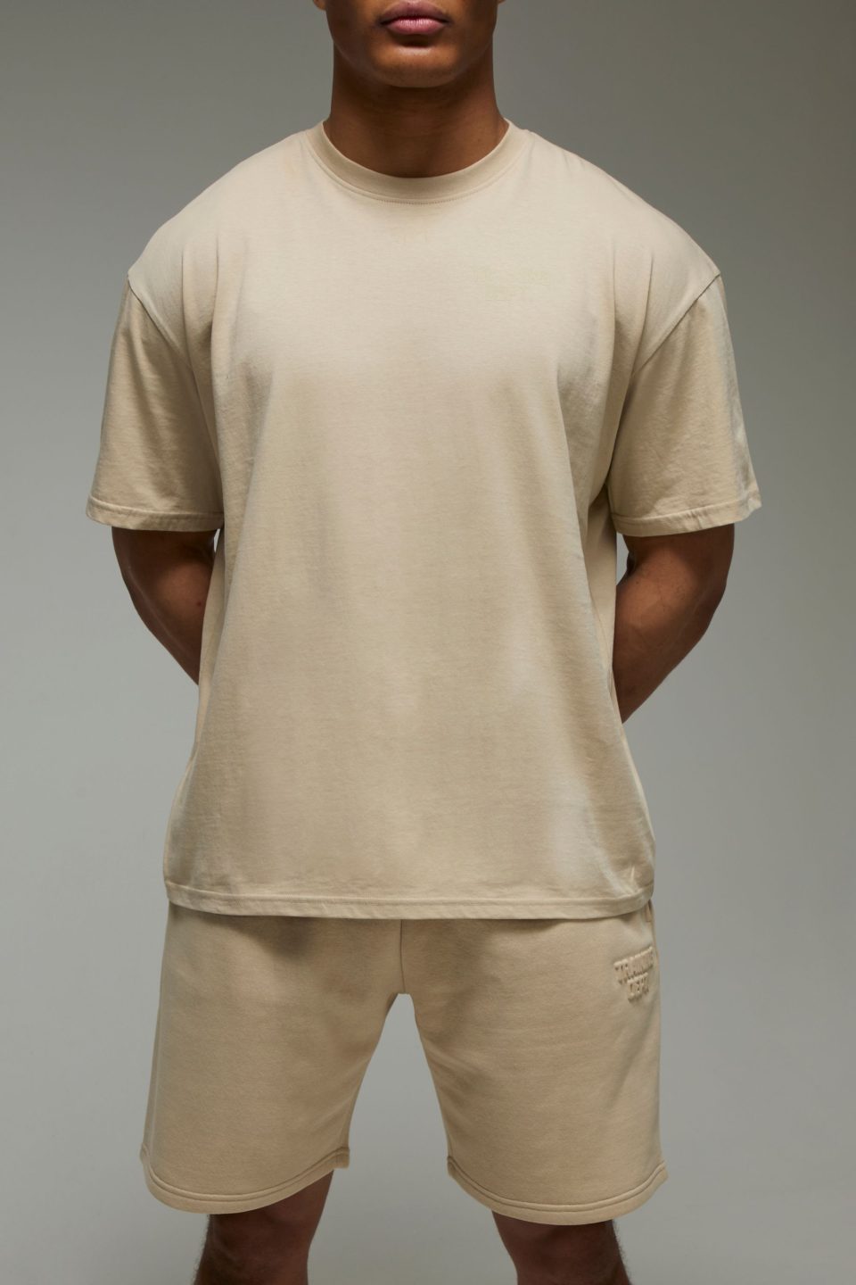 Man Active Training Dept Oversized Embossed T-shirt & Short Set