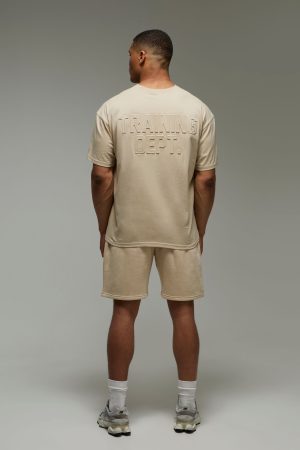 Man Active Training Dept Oversized Embossed T-shirt & Short Set