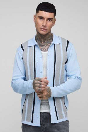 Tall Stripe Knit Regular Fit Cardigan