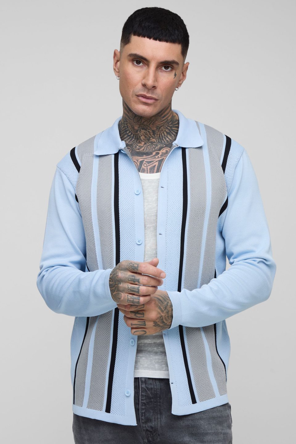 Tall Stripe Knit Regular Fit Cardigan