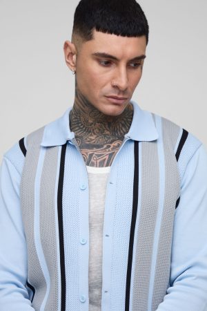 Tall Stripe Knit Regular Fit Cardigan