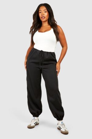 Plus Woven Pocket Detail Cuffed Cargo Trousers