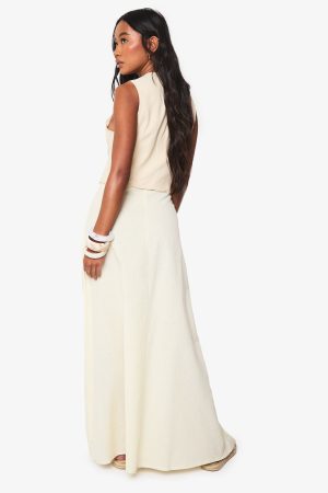 Linen Look A Line Maxi Skirt