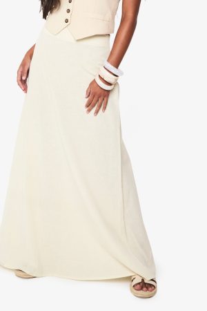 Linen Look A Line Maxi Skirt