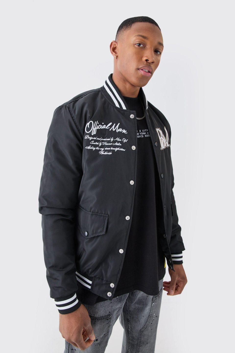 Nylon Varsity Jacket With Badges