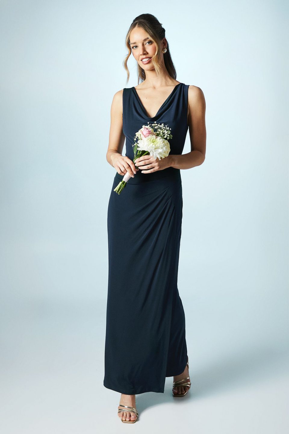 Cowl Front Stretch Jersey bridesmaids Dress