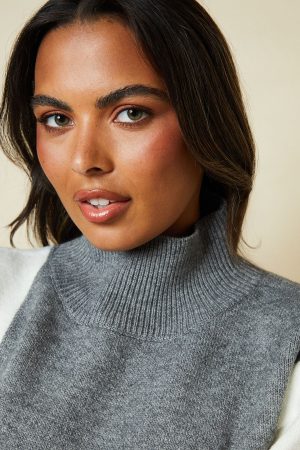 Striped Colour Block High Neck Jumper