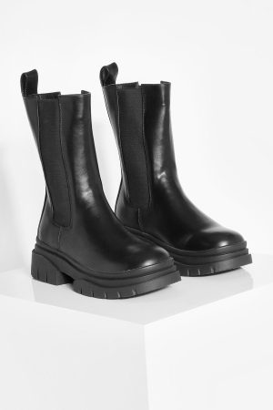 Tab Detail Chunky Chelsea Boots