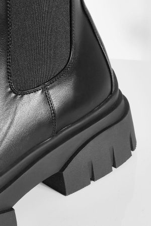 Tab Detail Chunky Chelsea Boots