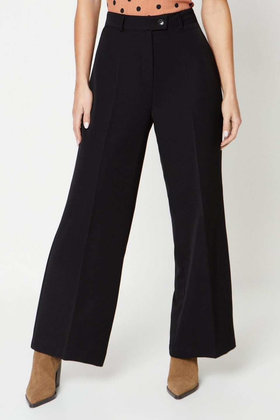 Petite High Waist Wide Leg Tailored Trouser