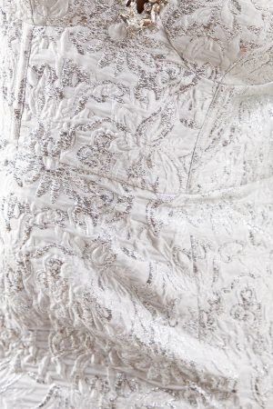 Sweetheart Jewel Trim Jacquard Column Dress