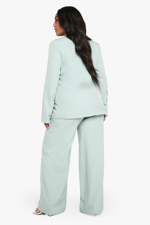 Plus Woven Tailored Elasticated Wide Leg Trouser