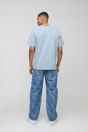 Relaxed Rigid Laser Printed Denim Jeans
