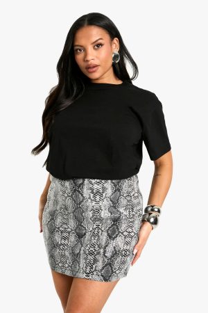 Plus Sequin Snake Mini Skirt