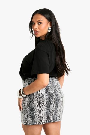 Plus Sequin Snake Mini Skirt
