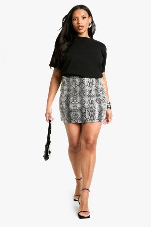Plus Sequin Snake Mini Skirt
