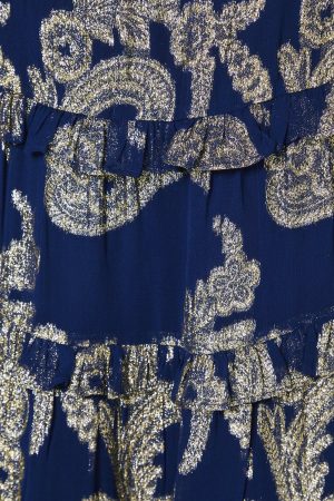 Petite Metallic Ruffle Sleeve Midaxi Dress