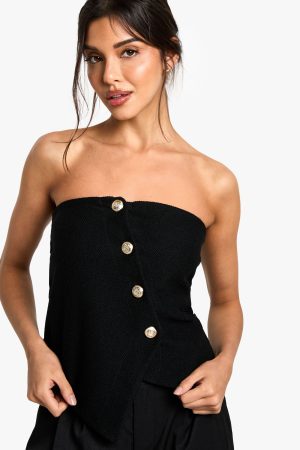 Textured button through bandeau waistcoat